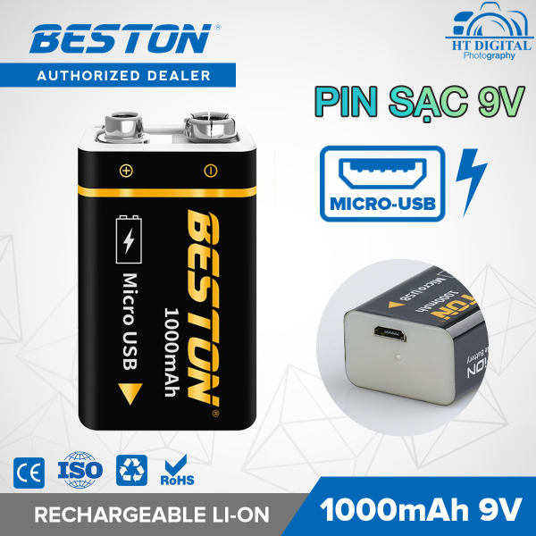 Pin sạc 9V Lithium Beston cổng sạc trực tiếp micro USB - Pin micro, đồng hồ đo điện, máy nghe nhạc, đèn pin,