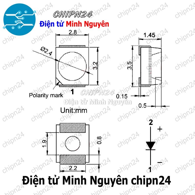 [10 con] (KX) Led Dán 3528 Vàng