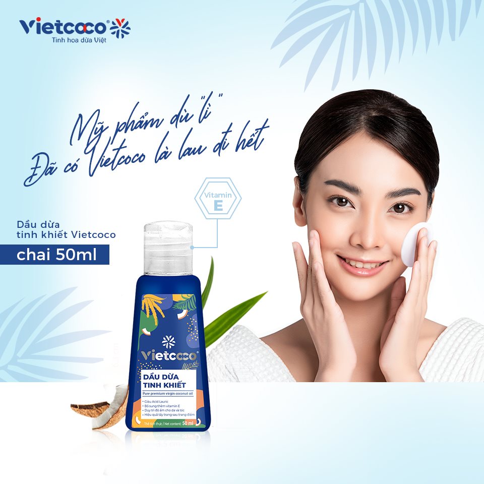 Dầu dừa nguyên chất ép lạnh Vietcoco - Chai 50ml