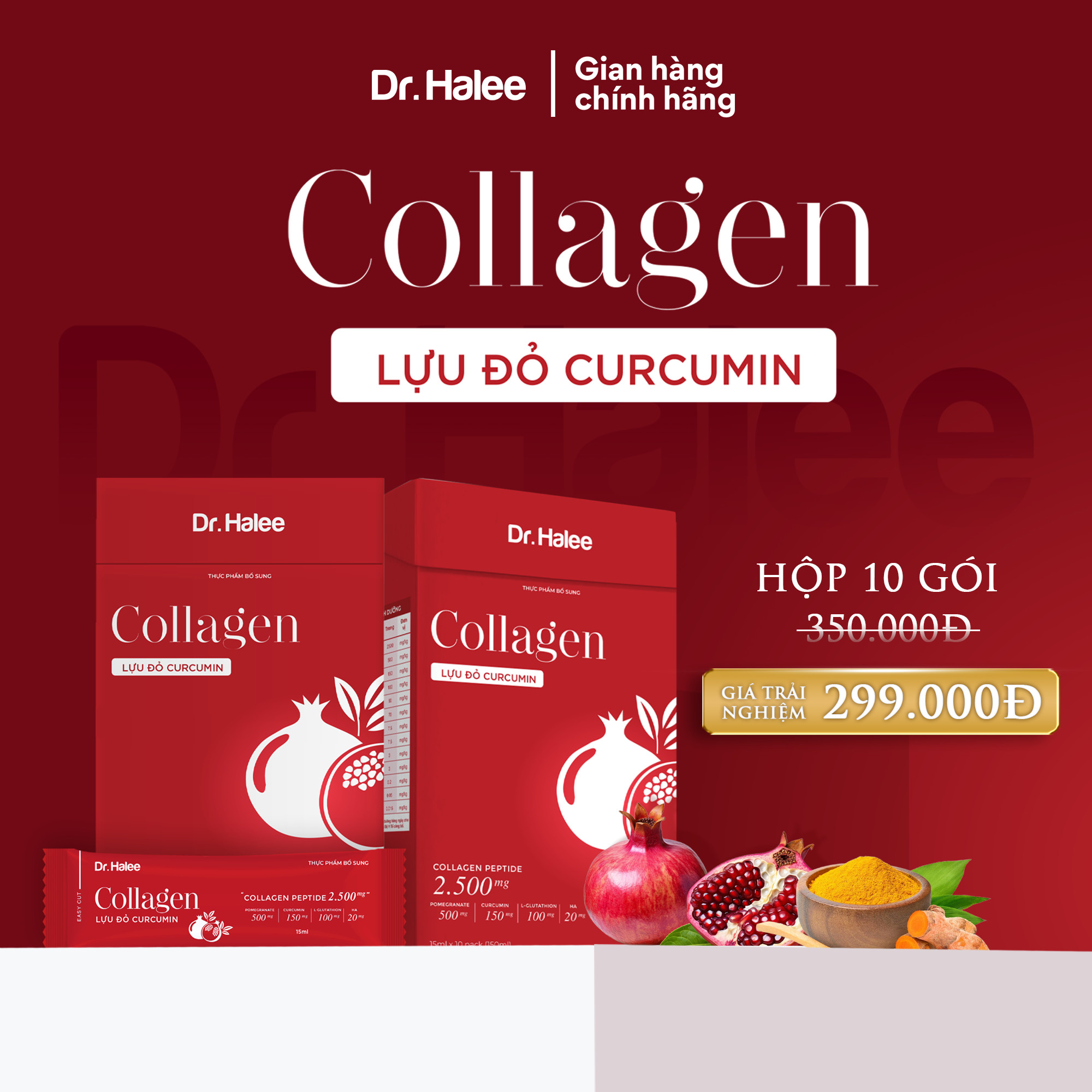 Combo 3 hộp collagen lựu đỏ curcurmin Dr.Halee
