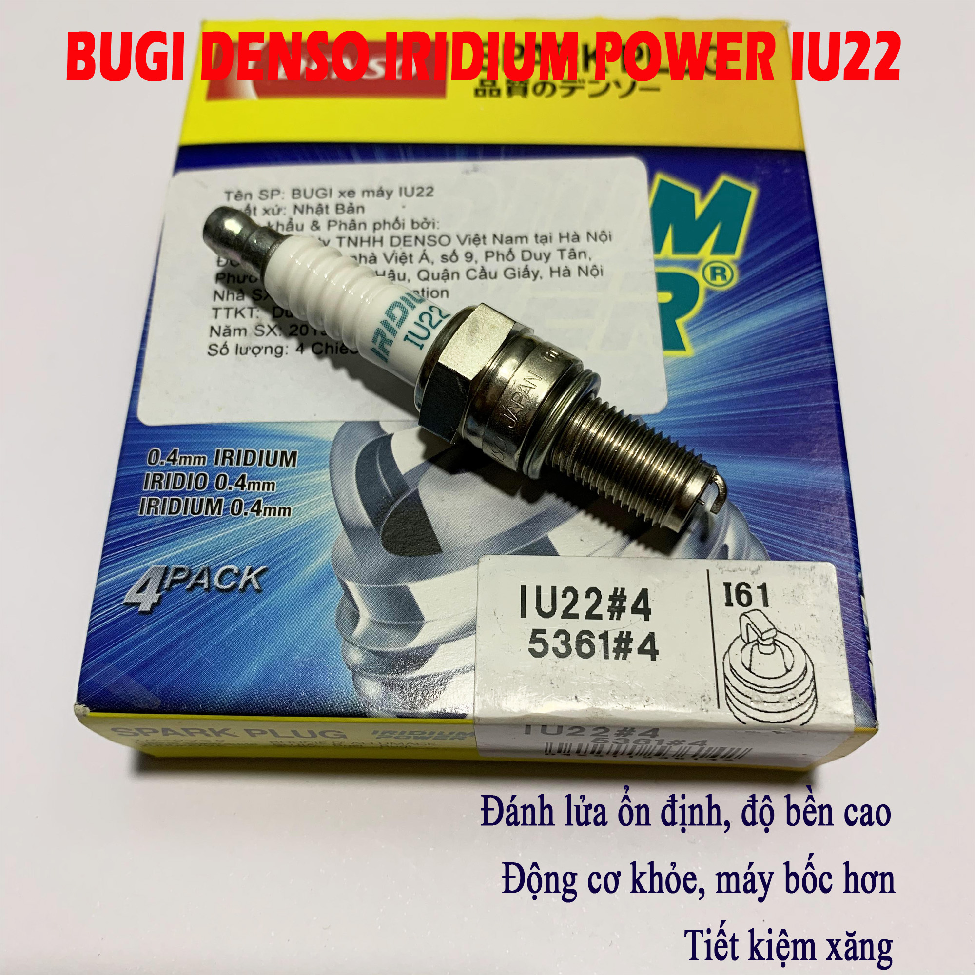 Bugi bạch kim cho Future 125 / Wave RSX - DENSO IRIDIUM POWER IU22