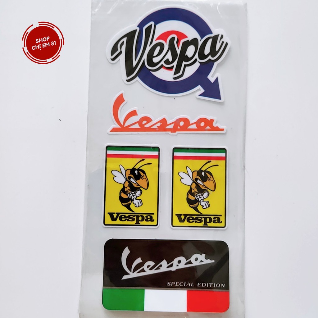 Tem decal Vespa Italy, Piaggio keo dán chắc chắn, mẫu mã đa dạng