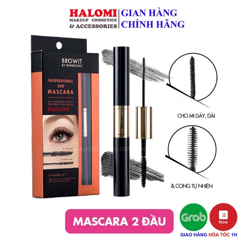 Mascara Nongchat 2 Đầu Browit Professional Duo Mascara 4 + 4g SEXY BLACK siêu chống nước HALOMI STORE giá rẻ