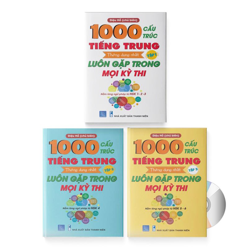 [HCM]Sách - Combo 3 sách: 1000 Cấu Trúc Tiếng Trung Thông Dụng Nhất Luôn Gặp Trong Mọi Kỳ Thi Tập 1 + Tập 2 + Tập 3 + DVD quà tặng