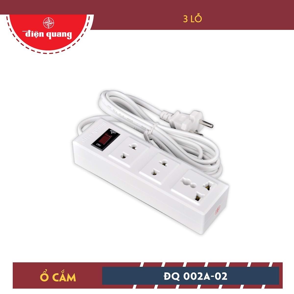 Ổ cắm Điện Quang ĐQ 002A-02-2M (3 lỗ dây 2 mét)
