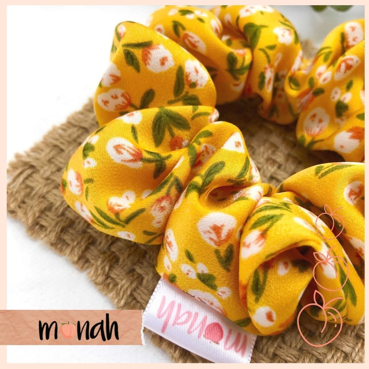 [HCM]Dây buộc tóc cột tóc scrunchie hoa vàng cá tính lụa hàn