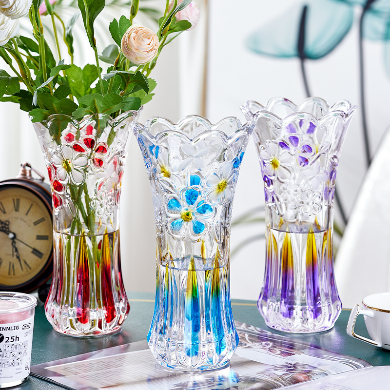 Lọ hoa thủy tinh cao cấp 20cm, 25cm, 30cm (Họa Tiết Ngẫu Nhiên)