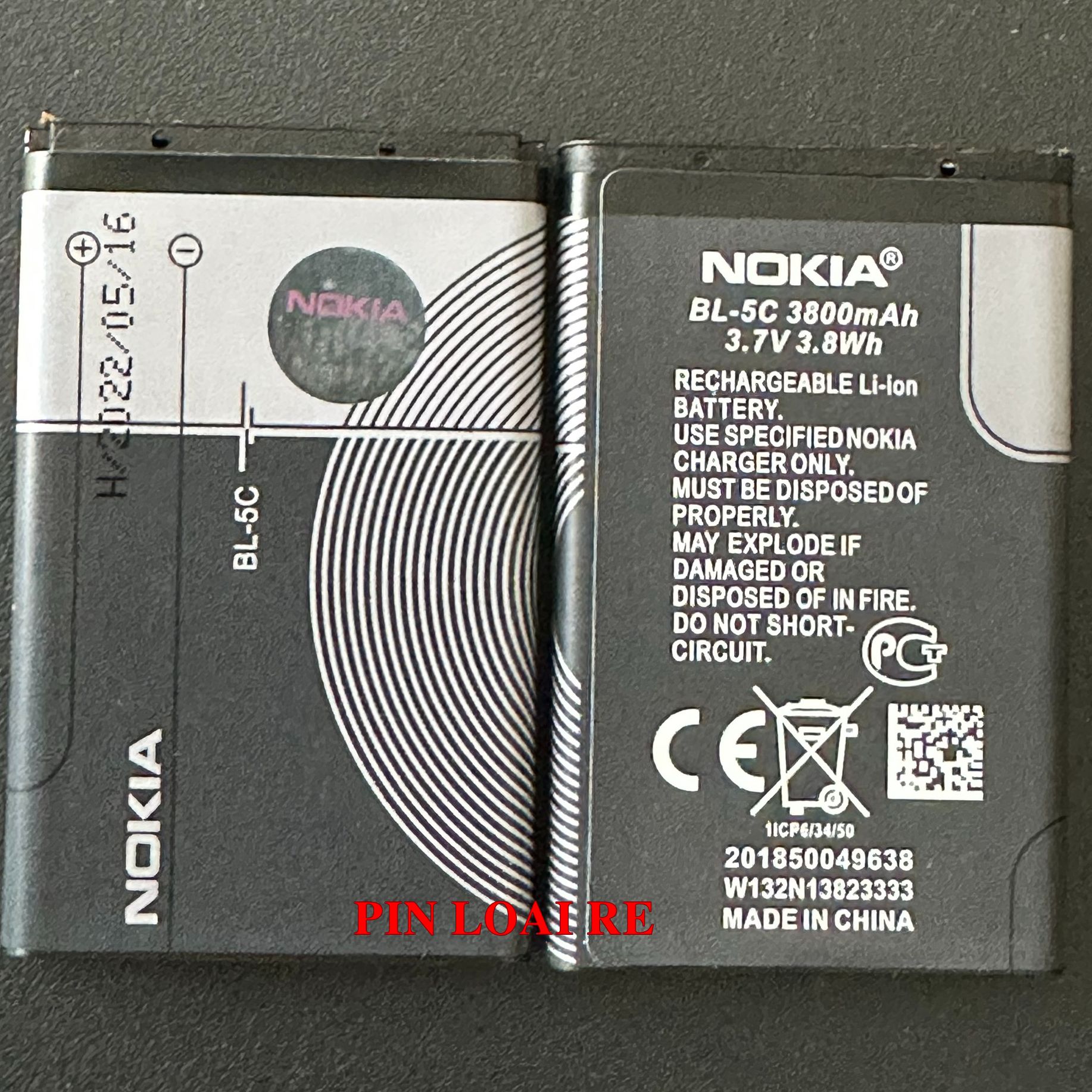 Pin nokia BL- 5C dung lượng 3800mAh ổn định ,cho Nokia 1280, 1200, 1110i,7610,Cam Kết Giao Đúng hình