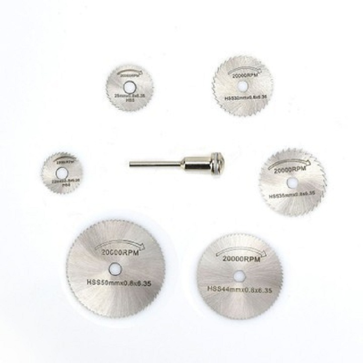 [HCM]Đĩa cắt răng - Lưỡi cưa gỗ (Bộ 6 lưỡi cưa + 1 trục)