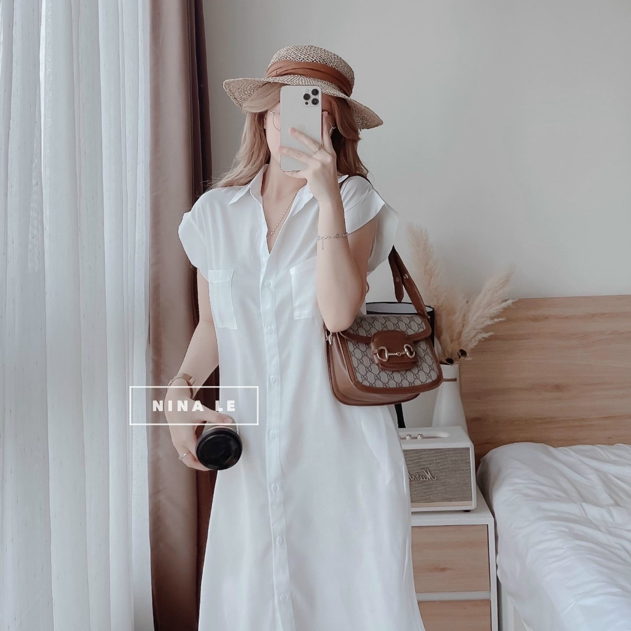 [HÀNG MỚI VỀ] ĐẦM SƠ MI ĐÓNG NÚT THẬT ĐÓNG TÚI LỤA NHUNG SIÊU XINH HT