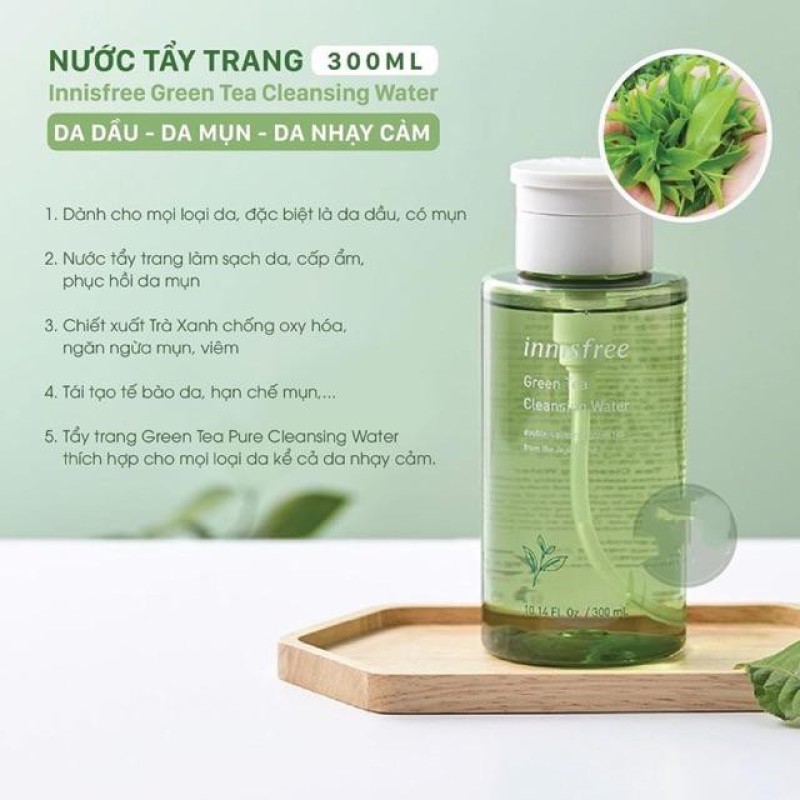 Nước tẩy trang trà xanh innisfree Green Tea Cleansing Water 300ml nhập khẩu