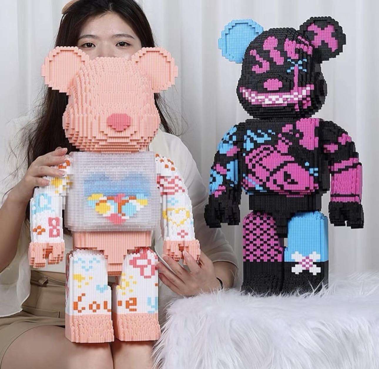 Lego Bearbrick 3D Love 55cm (tặng búa + đèn led)