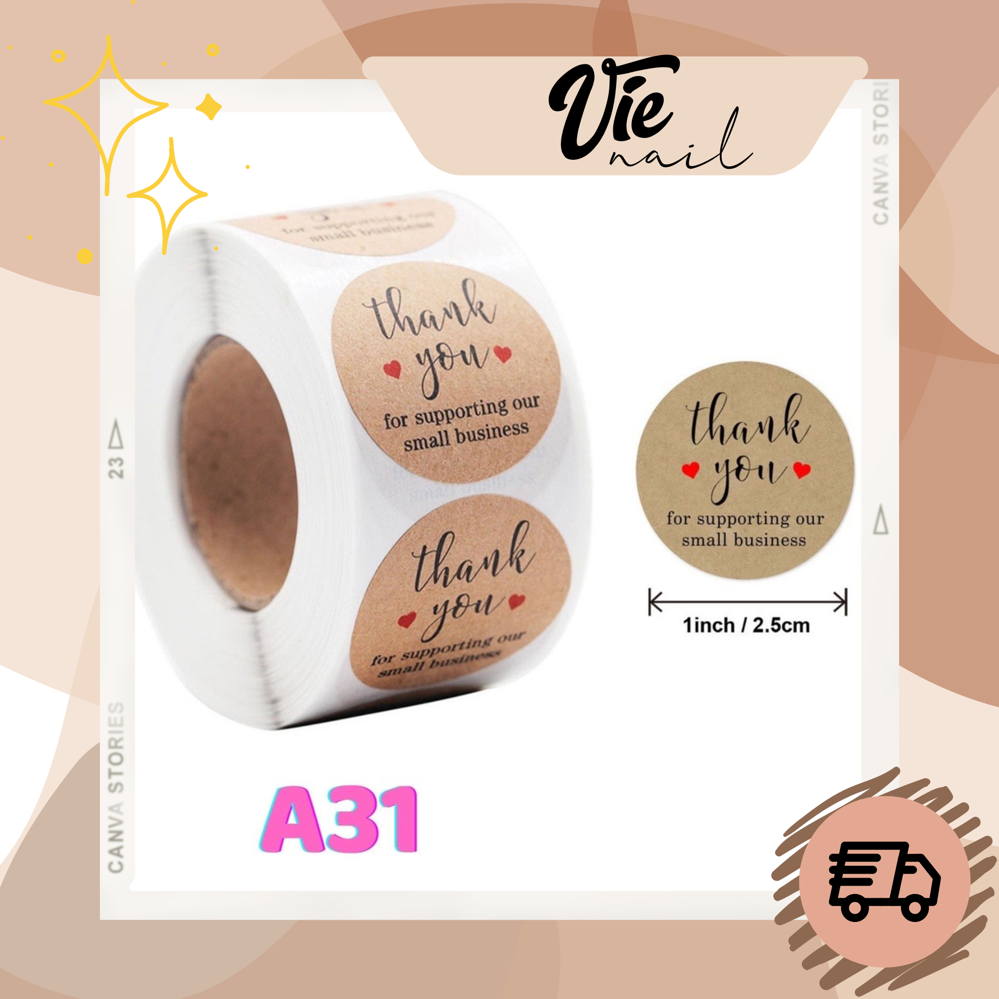 500 tem thank you size 2,5 cm