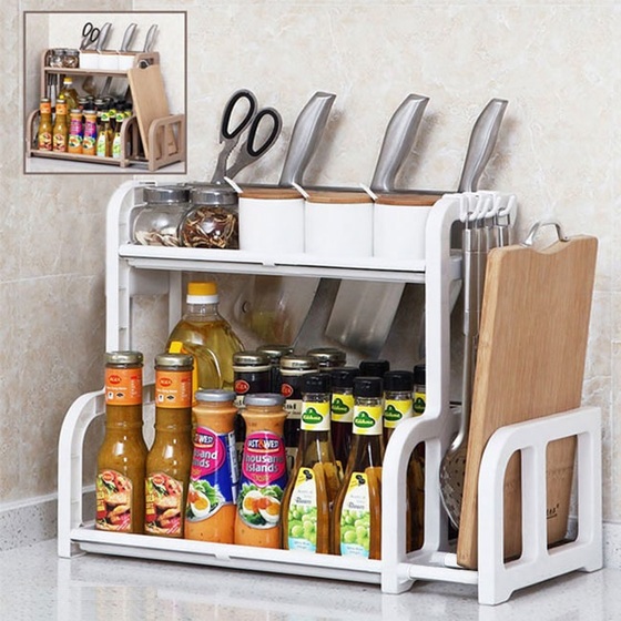 Kệ nhà bếp 2 tầng tiện ích Tashuan TS3623 - kệ đựng gia vị - kệ móc dao  - Kệ đa năng - kệ để nồi chảo - đồ dùng bếp – đồ gia dụng nhỏ - đồ gia dụng nhà bếp – nội thất nhà bếp - Dụng Cụ Nhà Bếp- Kệ trang trí nhà bếp
