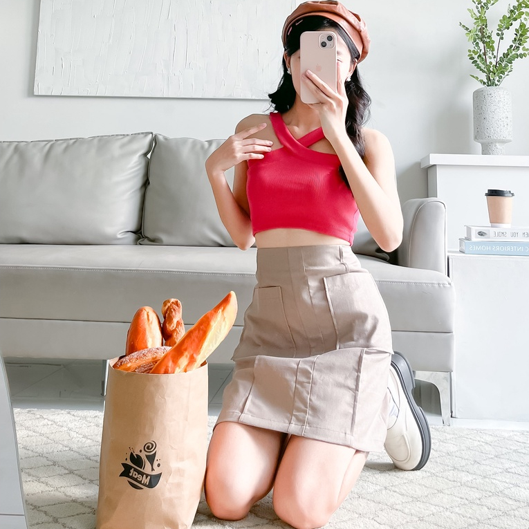Áo Croptop Bunny Tank Top cổ chéo Miều Est.2013