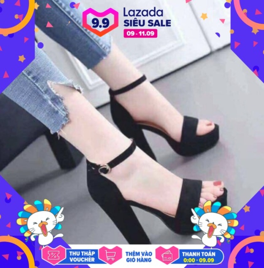 Giày cao gót 12 phân đế đúp bản ngang bít gót LT giá rẻ