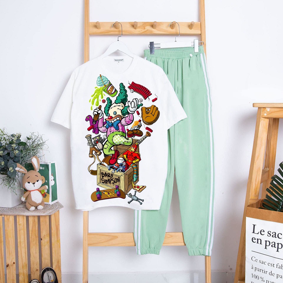 [PHÁ CÁCH 24] Mix Phối Sét Bộ Quần Áo Nữ Xinh Cute Mặc Đi Chơi Dạo Phố, Chất Liệu Áo Cotton Trắng Organic Ngắn Tay Cổ Tròn In Hoa Cúc Xanh Kèm Quần Ống Rộng Thun Cát Co Giãn Nhẹ Phong Cách Thời Trang Trẻ Hàn Quốc