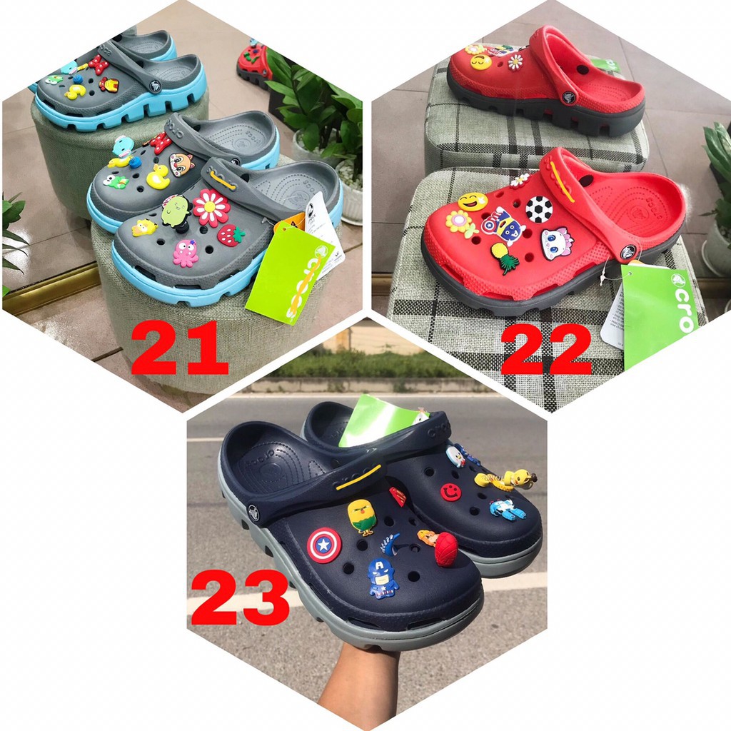 Dép cross cá sục đế răng cưa màu đỏ Unisex