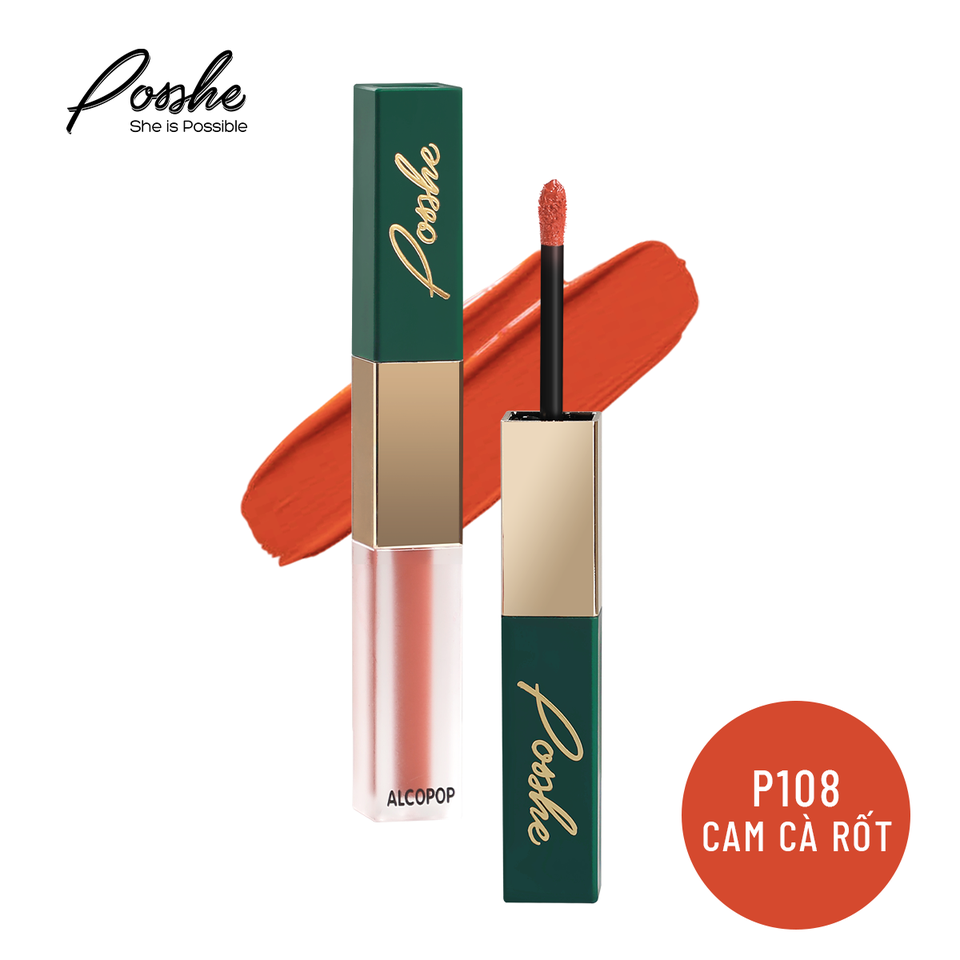 Son Posshe 2 Đầu Siêu Lì - Màu Cam Cà Rốt 108