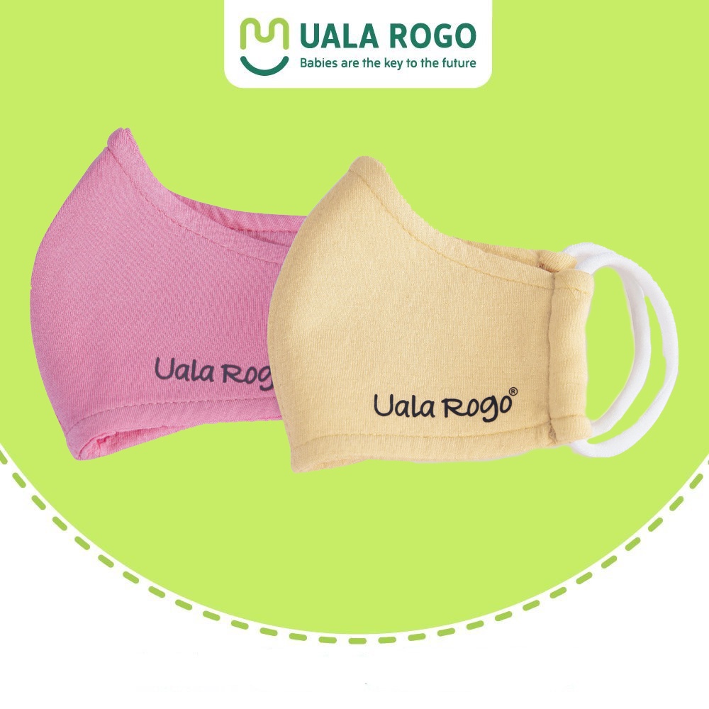 Khẩu trang cho bé Uala rogo 4 lớp vải sợi tre khử khuẩn bảo vệ sức khỏe chống bụi vi khuẩn 2 chiếc/set 9990