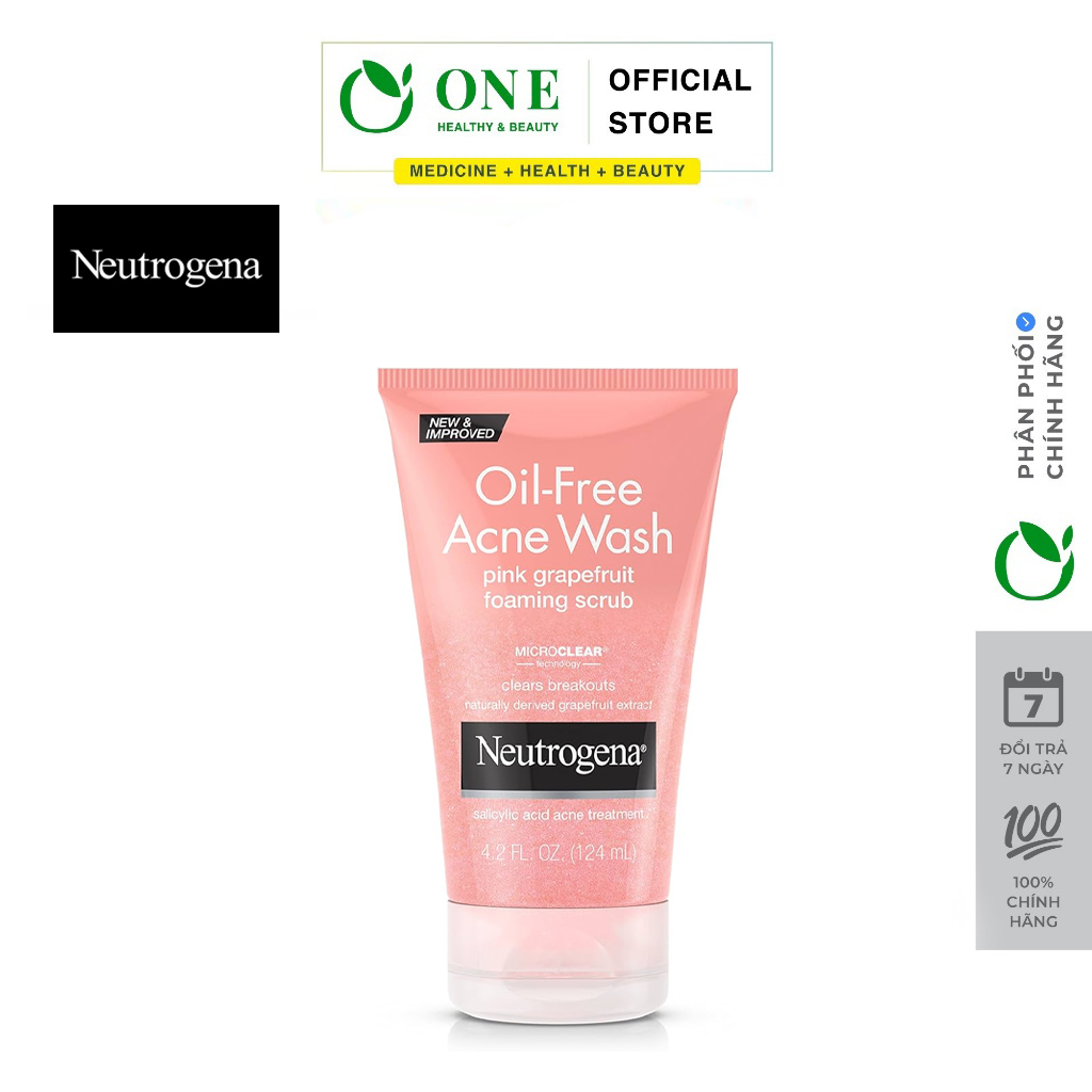 Sữa rửa mặt giảm mụn neutrogena oil free acne wash bưởi hồng 124ml