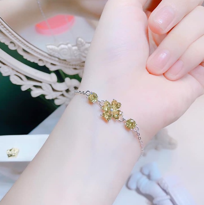 Lắc tay nữ bạc ta mặt cỏ 4 lá MS75