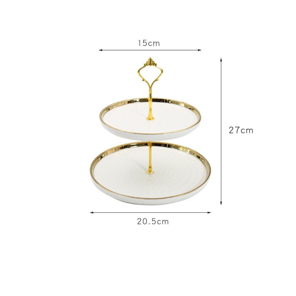 Khay đựng trái cây kẹo bánh mứt 2 tầng - 3 tầng sứ viền vàng cao cấp sang trọng phong cách bắc âu