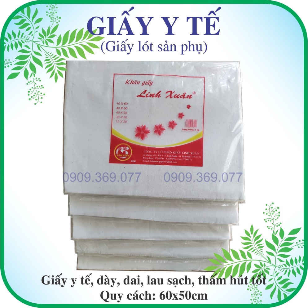 Combo 1kg giấy y tế (giấy bản y tế) lau sạch, thấm hút tốt nhãn hiệu (giấy y tế linh xuân)