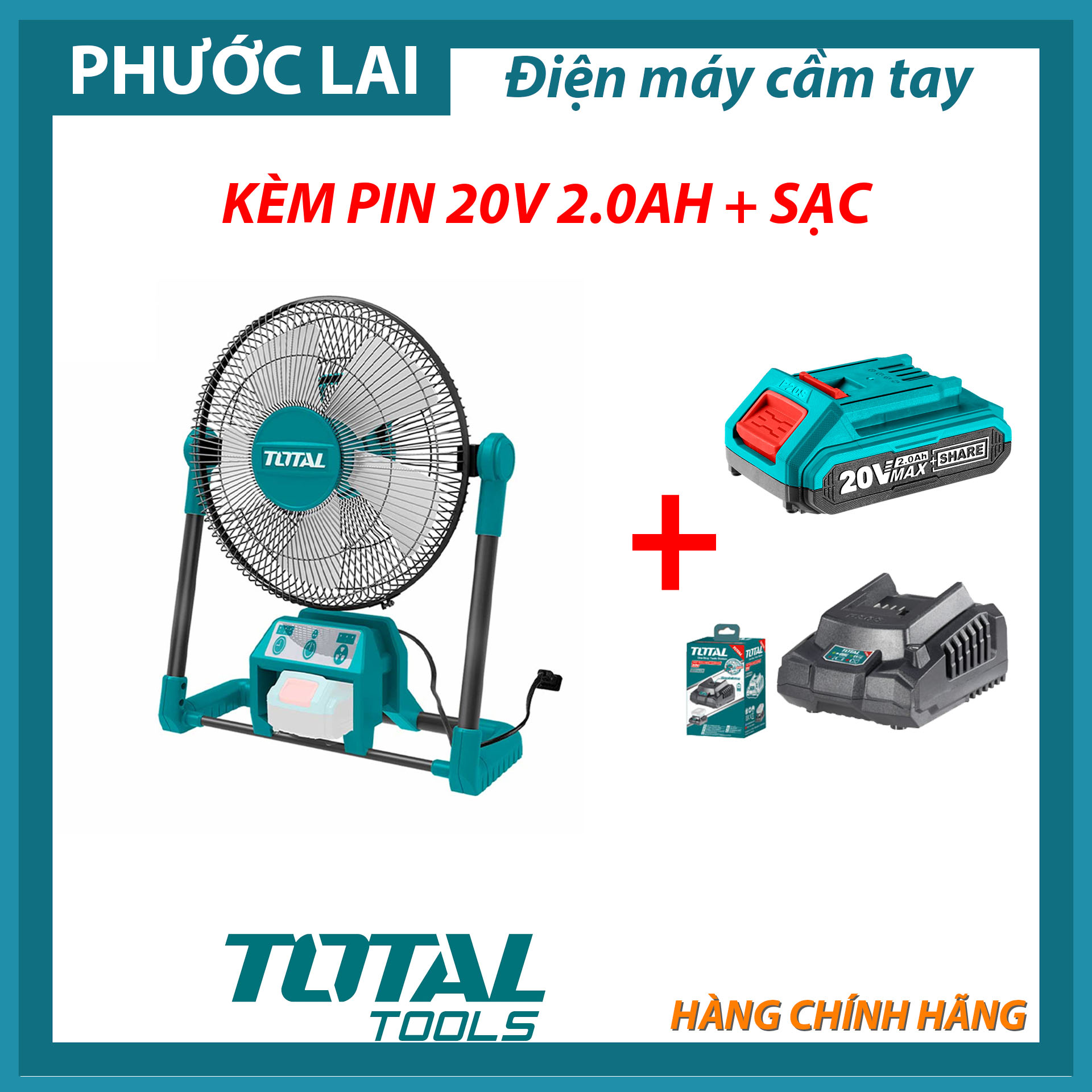 Quạt máy dùng pin Total TFALI2001