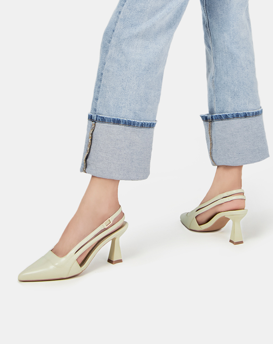 Giày Cao Gót Nữ 7cm Thời Trang JUNO Phối Quai Hậu Slingback CG07128