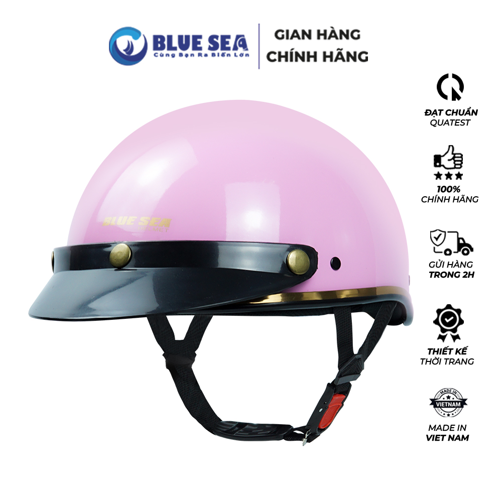 Mũ bảo hiểm 1/2 đầu, nửa đầu BLUE SEA - A366 - Đủ màu sơn Bóng - Thời trang - FreeSize - Chính hãng