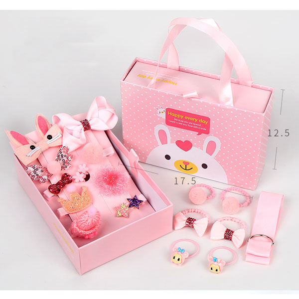 Hộp nơ buộc tóc 18 chi tiết cho bé dễ thương.