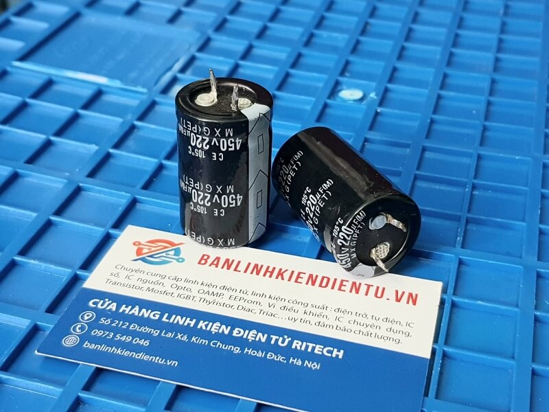 Tụ hóa 450v 220uf 25x40mm tháo máy