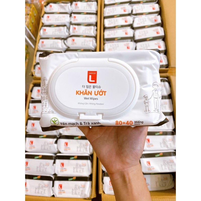 [COMBO 2 BỊCH] KHĂN ƯỚT GIA ĐÌNH 120 MIẾNG CHOICE L LOTTE