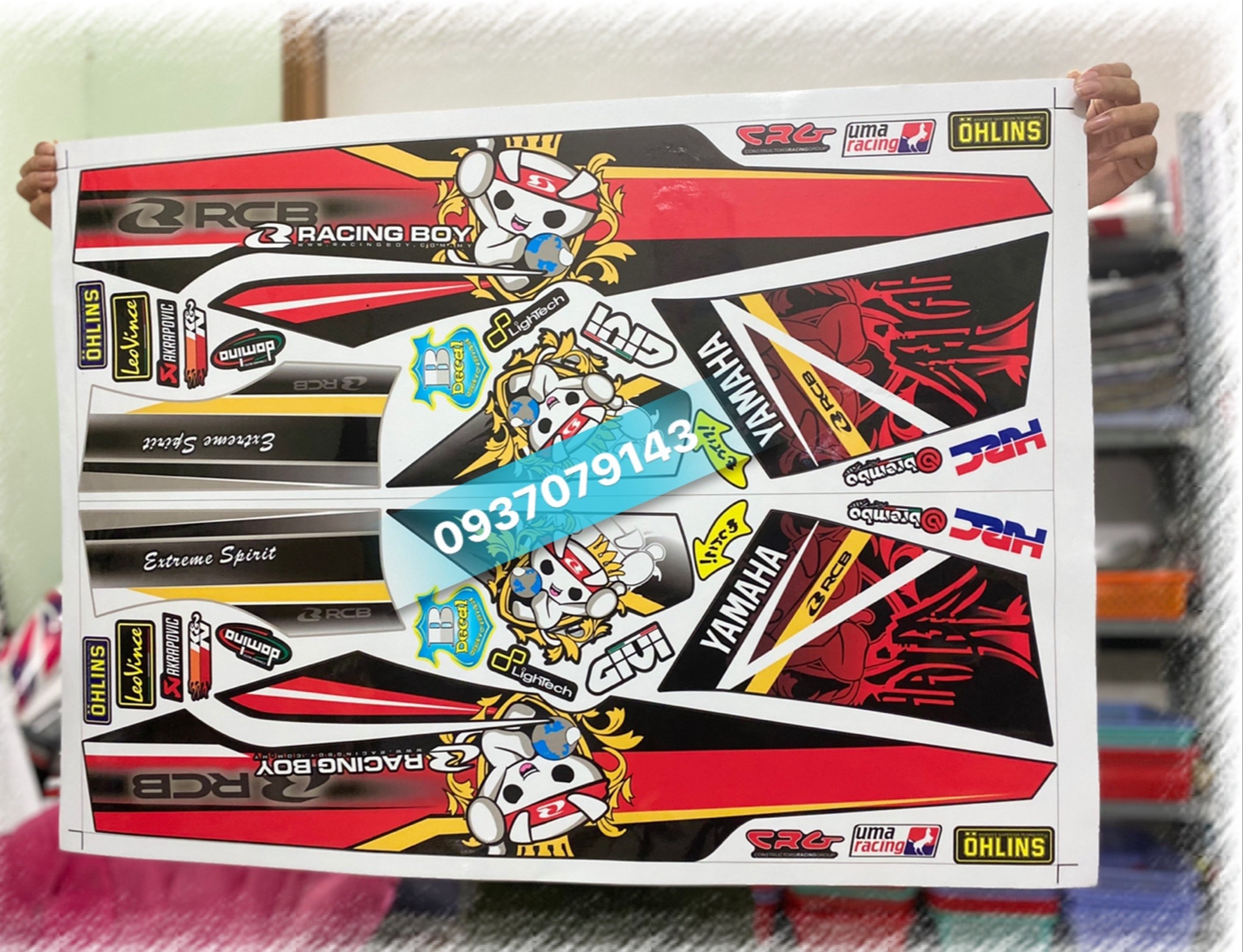 Tem rời yamaha sirius racing boy đỏ đen