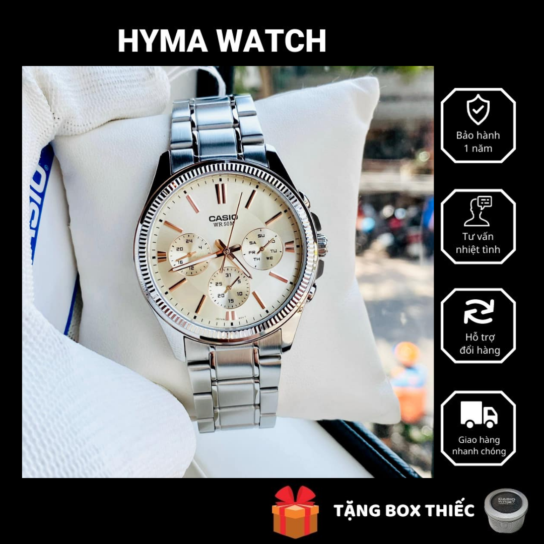 Đồng hồ nam dây thép casio mtp-1375d-7a2 chống nước 5atm bảo hành 1 năm hyma watch