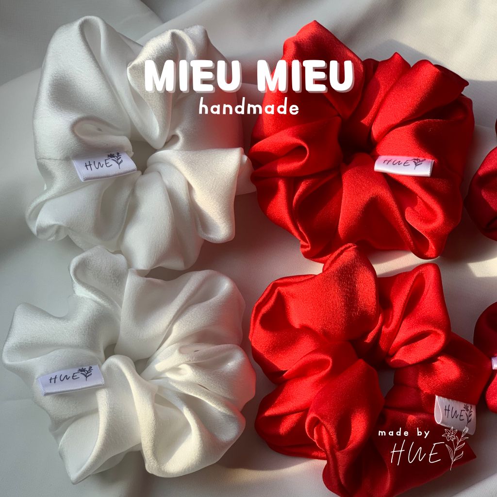 Cột tóc scrunchies handmade chất liệu lụa mềm mịn chun co giãn bảo vệ tóc S1016