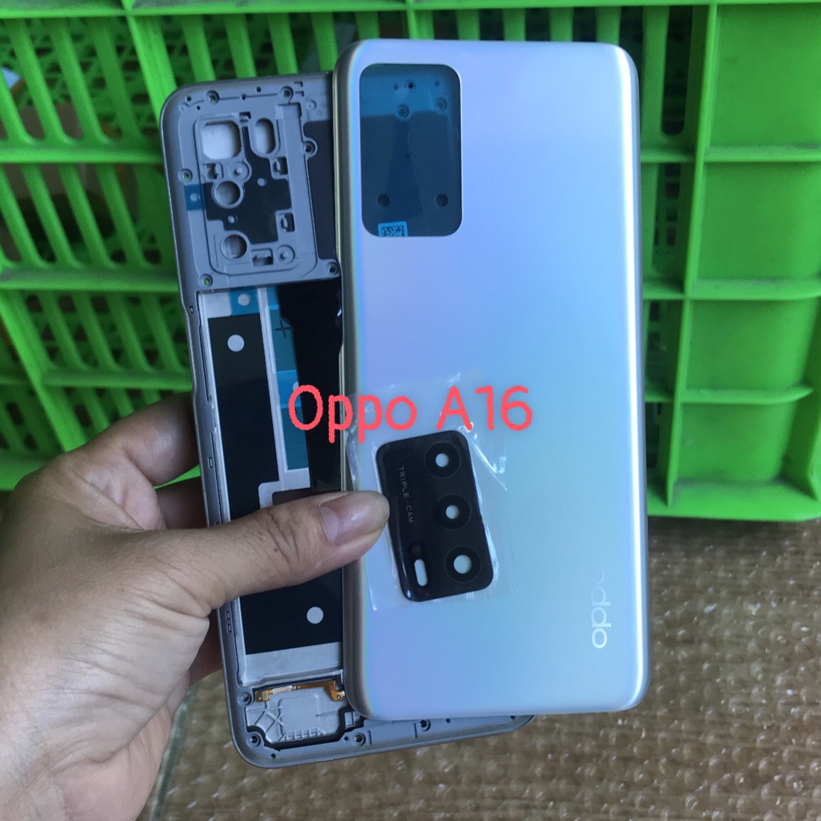 Bộ vỏ OPPO A16 zin có khay sim+kính camera