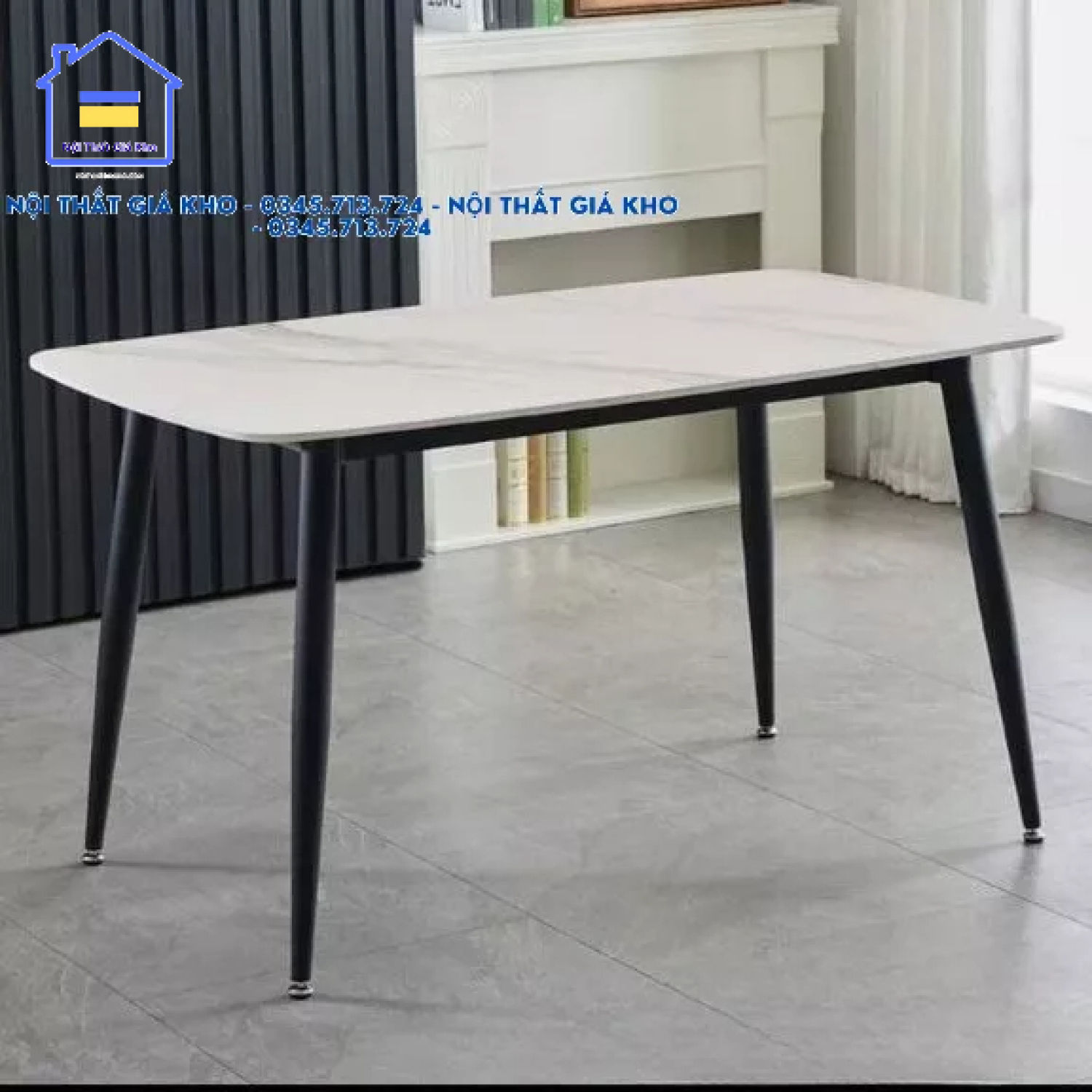 Bàn ăn chân côn mặt đá ceramic