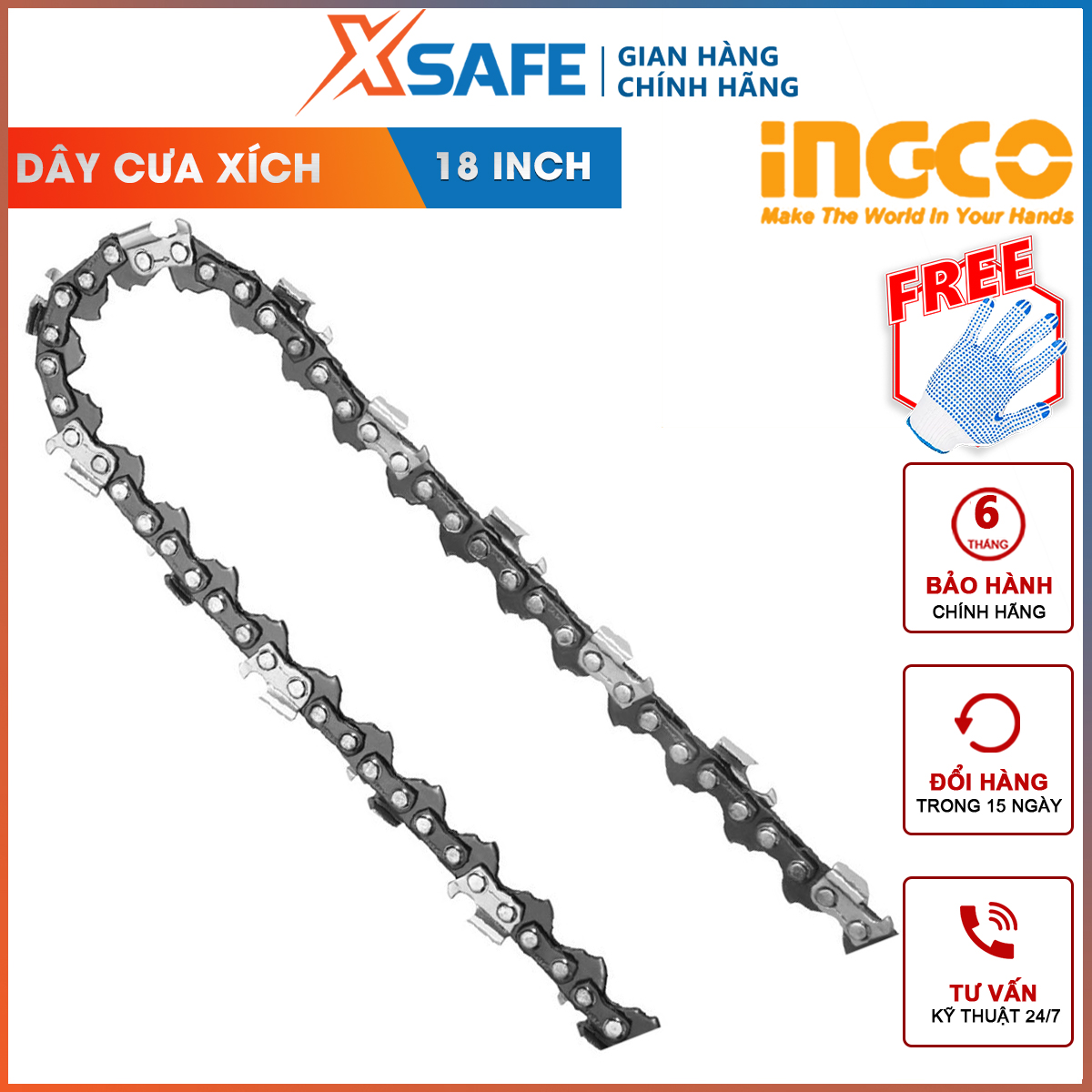 Wire saw chain ingco AGSC51801 | chain saws 18 '', suitable for mounting with machine chain saw gasoline GCS5451811 saw wood, pruning shears tree branch