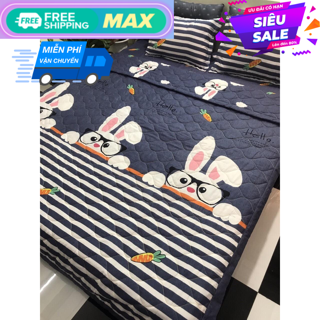Tron Bộ 5 Món Chăn hè Cotton Poly (RVT)