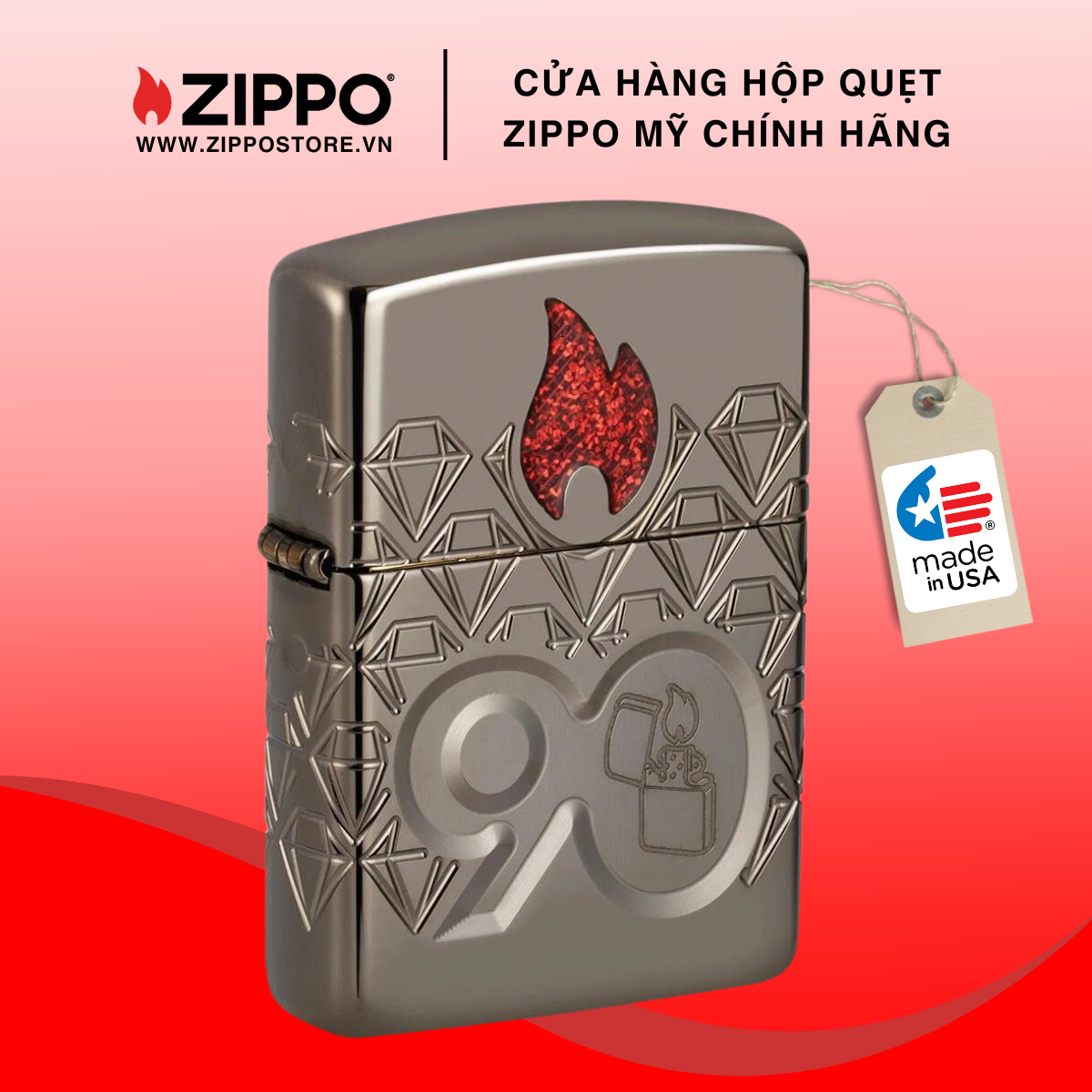 Bật lửa zippo coty 2022 49867 90th anniversary collectible of the year