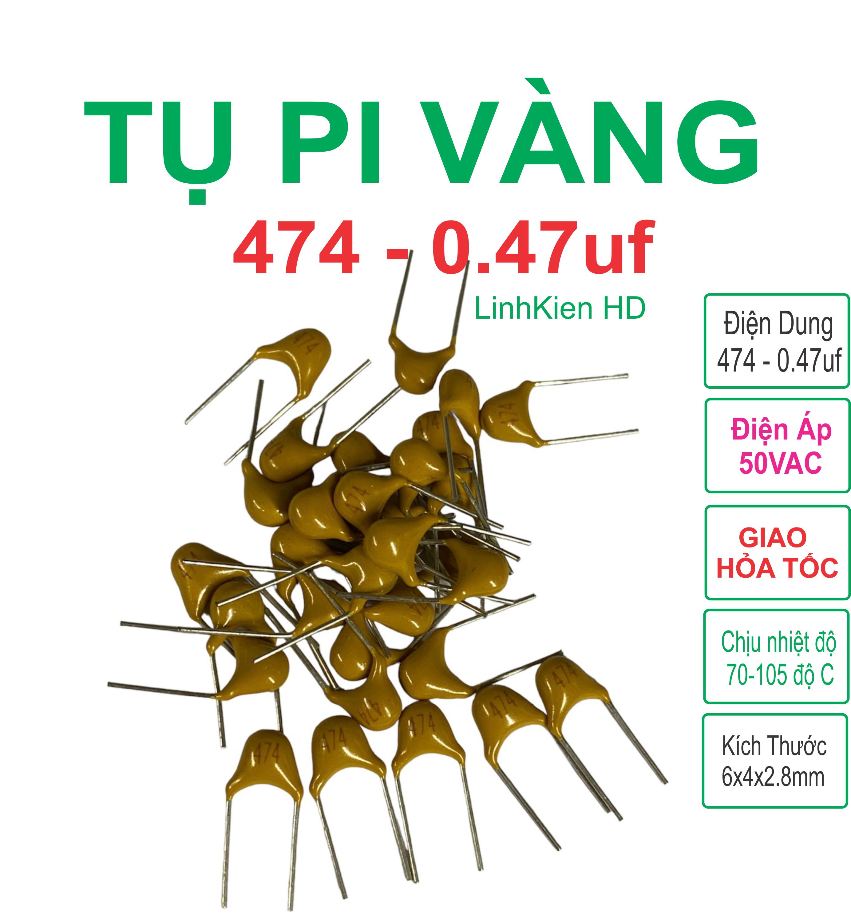 Combo 20 tụ pi vàng 474 - 0.47uf - 50v linhkien hd