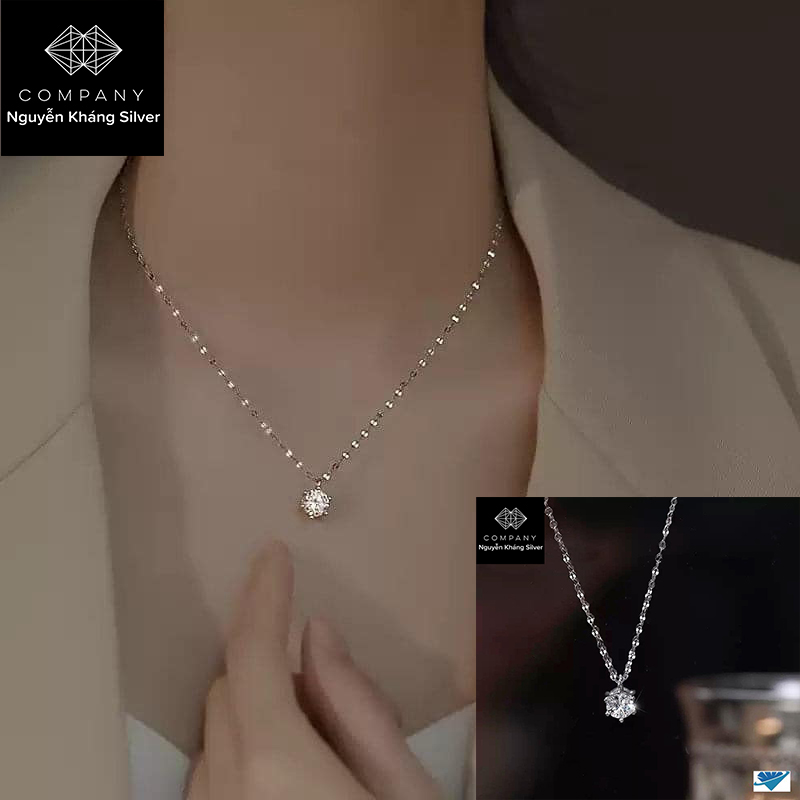 Dây chuyền bạc nữ mặt đá trắng nhỏ xinh