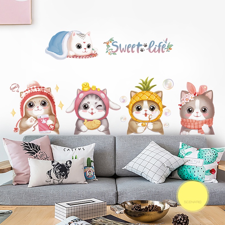 Decal dán tường Mèo ấm áp - P2 -Scenedecal-Framedecals