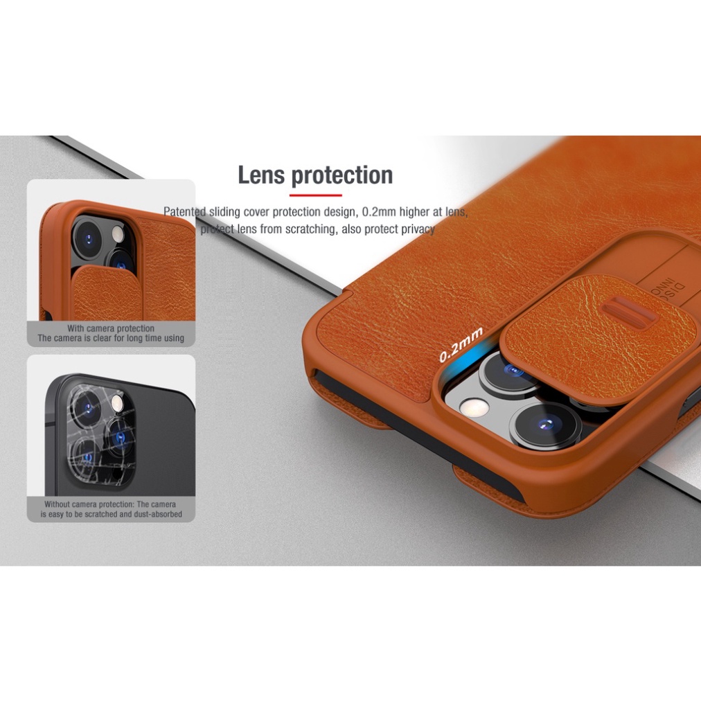 Bao da iPhone 13/ 13 Pro/ 13 Pro Max hiệu Nillkin Qin (Hàng chính hãng)