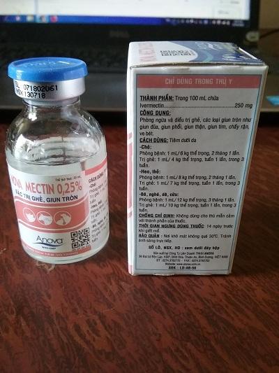 Nova Mectin 0.25% 20ML - ghẻ, giun tròn