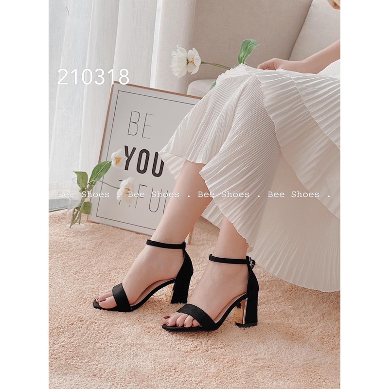 Sandal da lộn gót vuông 7cm hàng vnxk