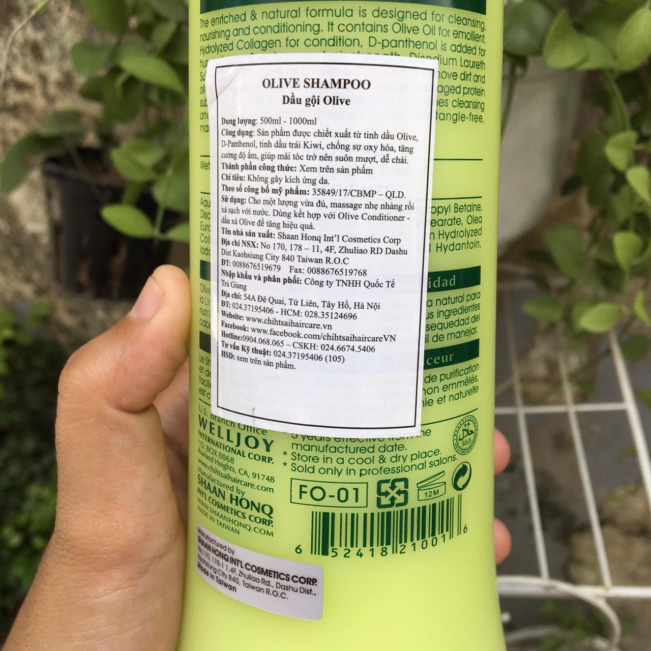 [HCM]Dầu Gội Siêu Mượt Chihtsai Volume Moisture Olive 500ml