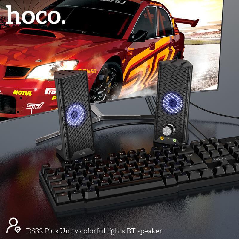 Bộ loa Hoco DS32 có đèn Led nhiều màu kết nối Máy Tính/Laptop/PC qua cổng AUX 3.5mm và USB